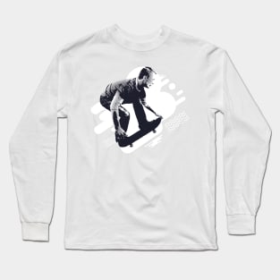 Skate Guy Jumping On His Skate Great For Skateboarding Long Sleeve T-Shirt